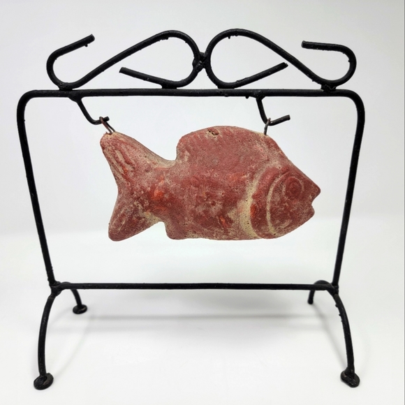 Vintage Terra Cotta Japanese Jizai Cast Iron Stand
